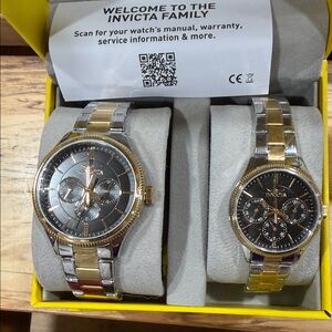 Invicta Two-Tone Gold and Silver Watch Pair